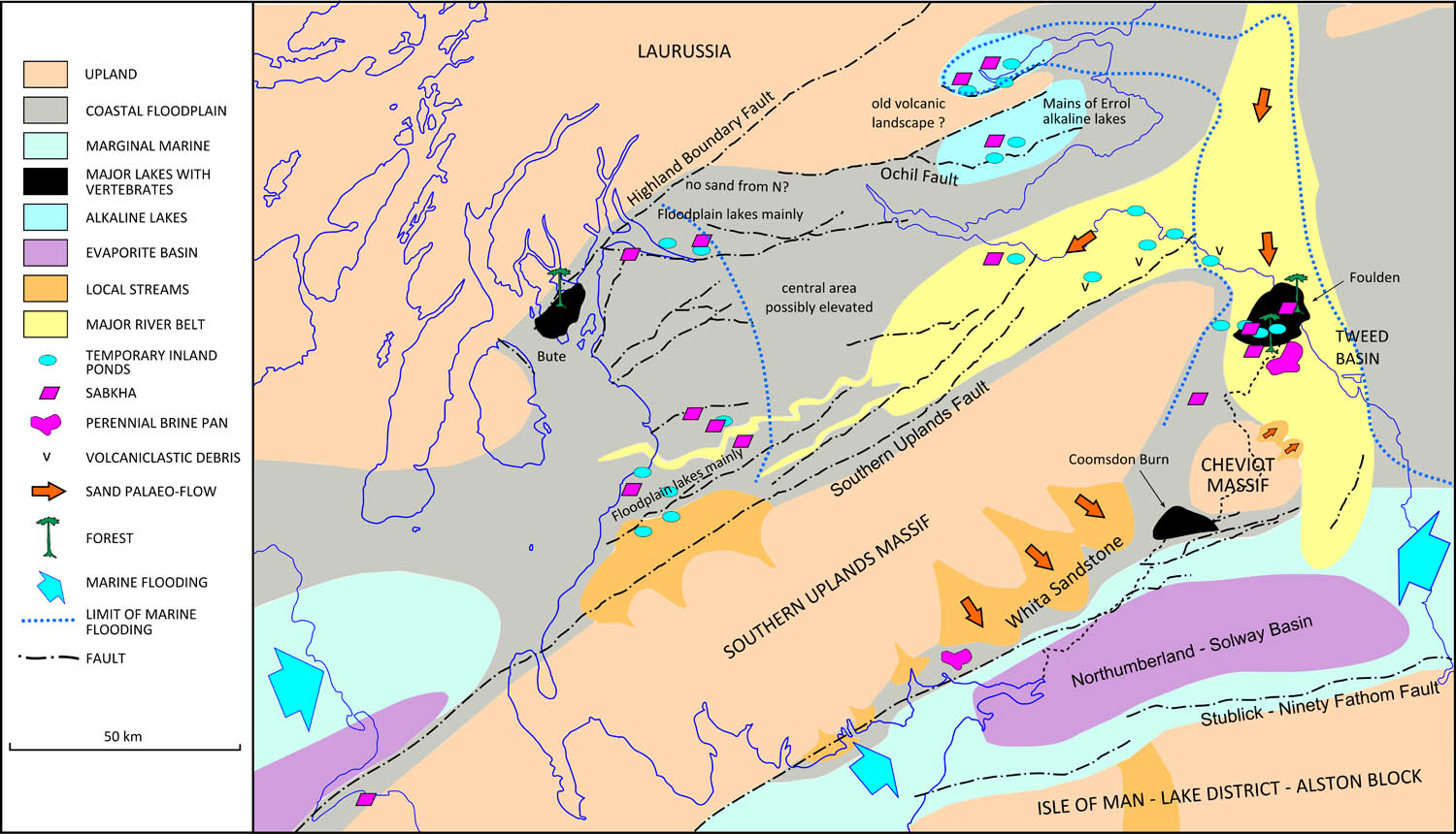 Palaeogeographic map of the Ballagan Formation